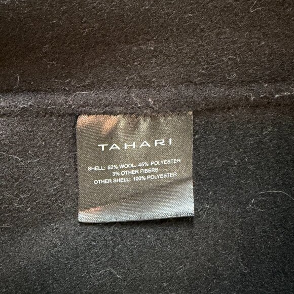 Tahari Black Wool Blend Wrap Coat - Picture 5 of 5